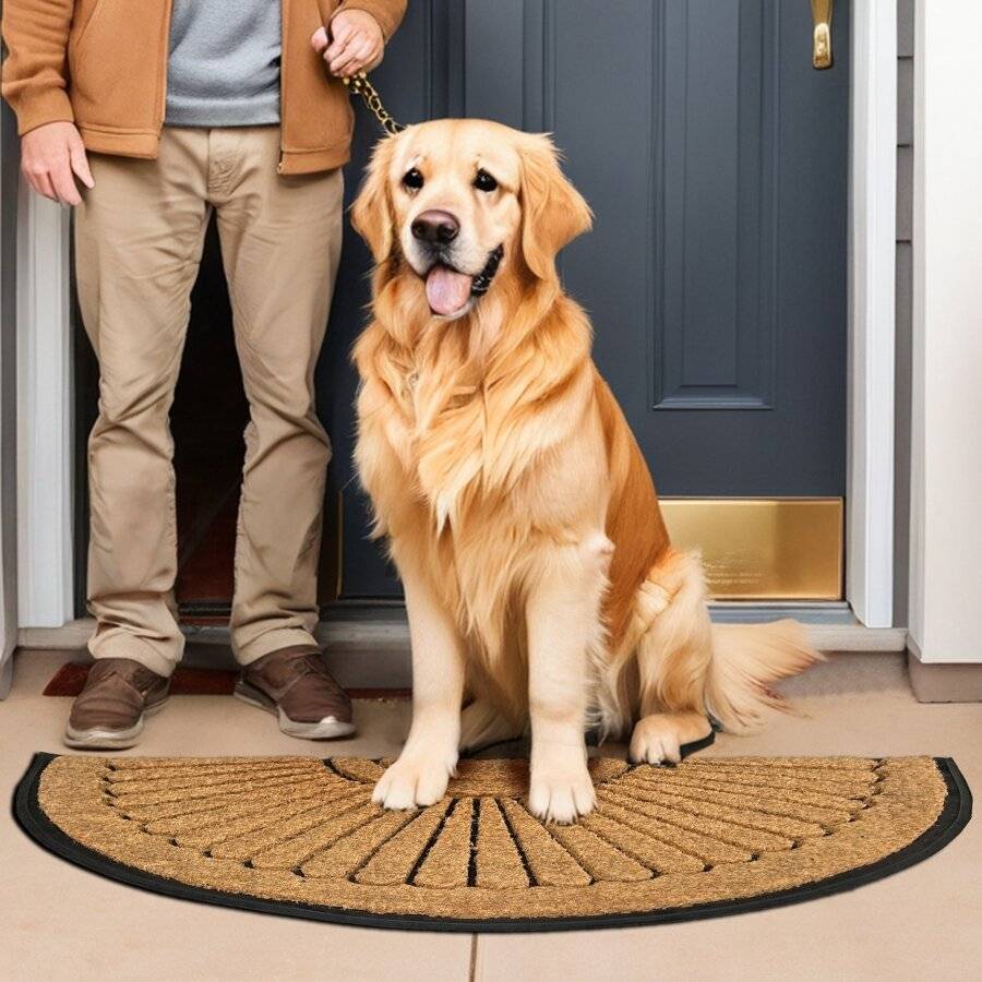 Heavy Duty XL Coir & Rubber Non Slip Half Moon Entrance Doormat