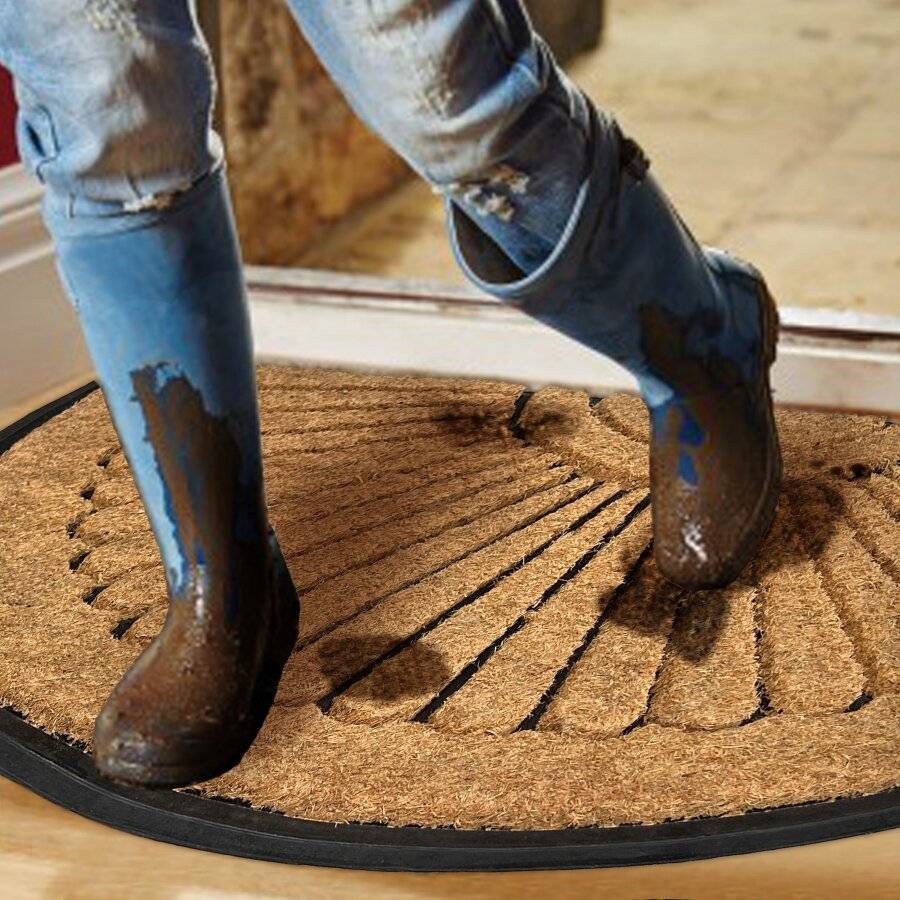 Heavy Duty XL Coir & Rubber Non Slip Half Moon Entrance Doormat