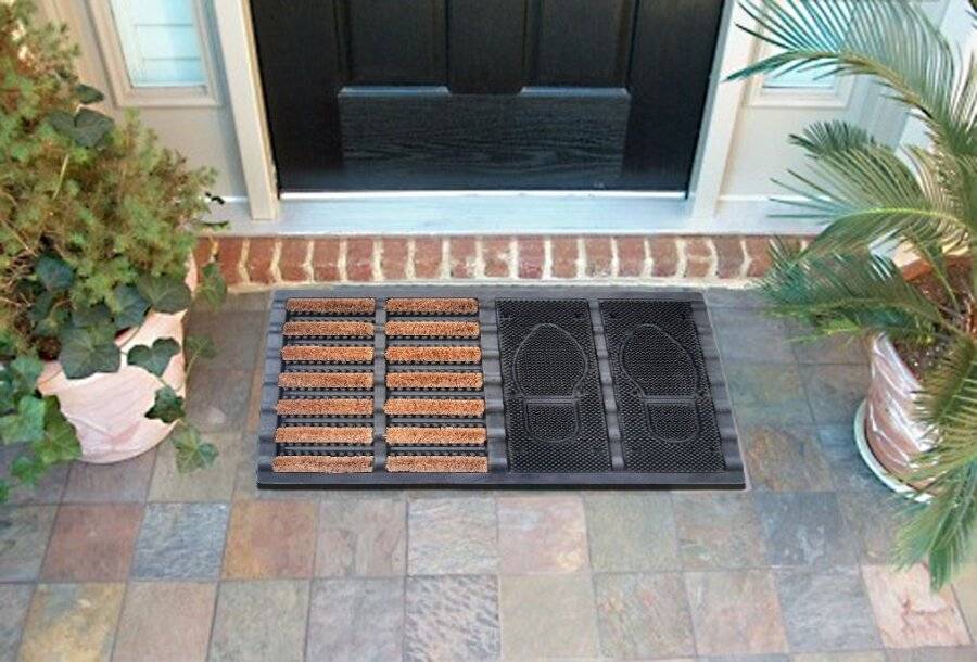 EHC Heavy Duty Half Coir Brush, Half Rubber Boot Tray Doormat