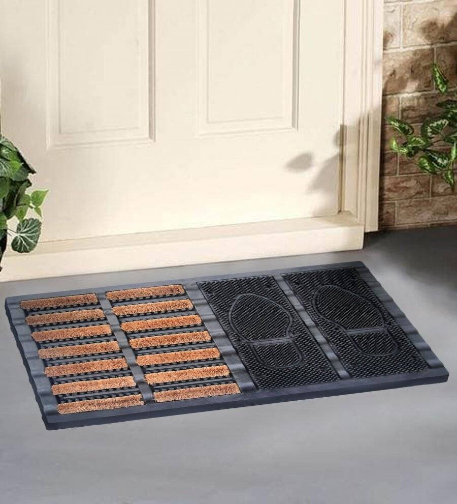 EHC Heavy Duty Half Coir Brush, Half Rubber Boot Tray Doormat