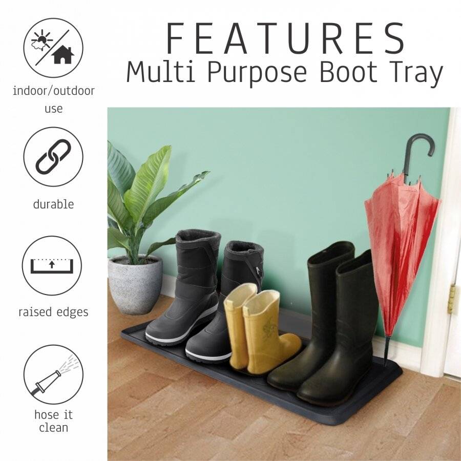 Heavy Duty Outdoor and Indoor Weather Resistant Rubber Boot Tray