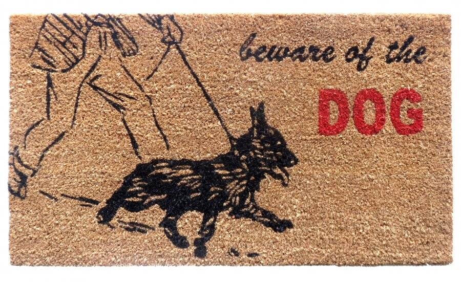 Heavy Duty Indoor PVC Coir Entrance Door Mat "Beware of Dogs"