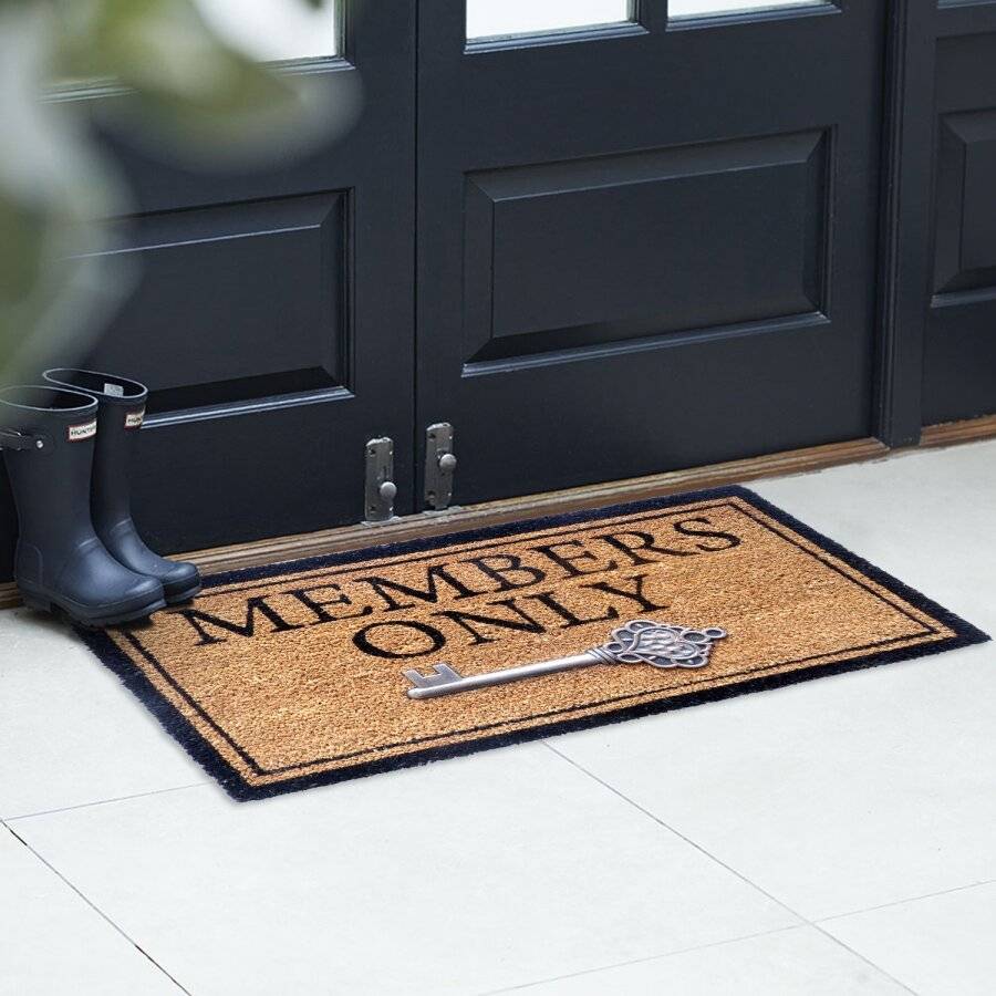 Heavy Duty Indoor PVC Coir Entrance Door Mat "Members Only"