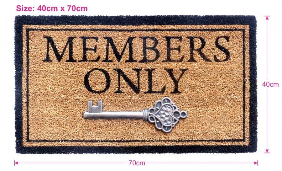 Heavy Duty Indoor PVC Coir Entrance Door Mat "Members Only"