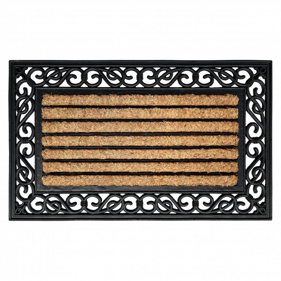 Heavy Duty Rectangular Rubber and Natural Coconut Coir Door Mat