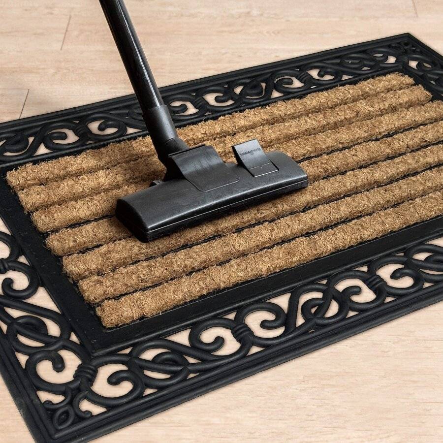 Heavy Duty Rectangular Rubber and Natural Coconut Coir Door Mat