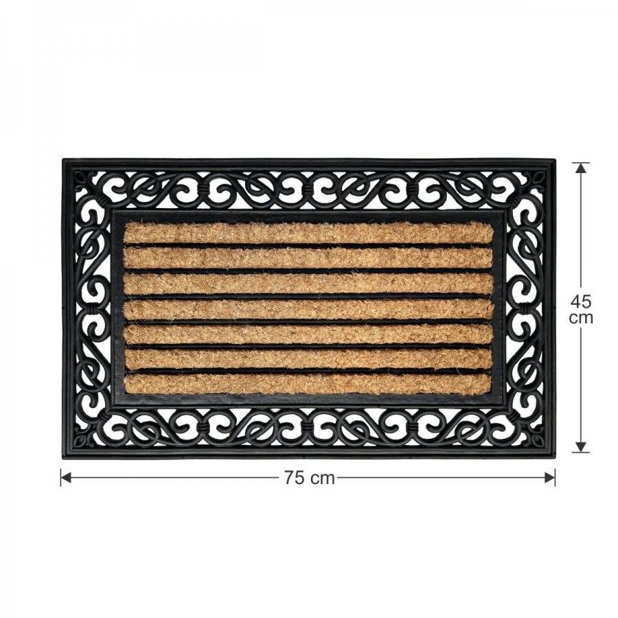 Heavy Duty Rectangular Rubber and Natural Coconut Coir Door Mat