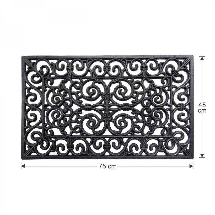 Heavy Duty Wrought Effect Rectangular Rubber Door Mat - Large