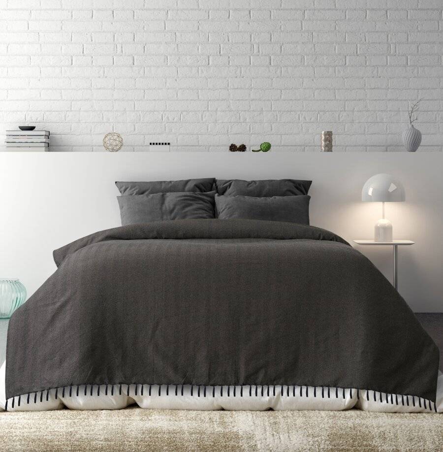 Herringbone Large Cotton Sofa Armchair Throw,150 x 200cm, Black