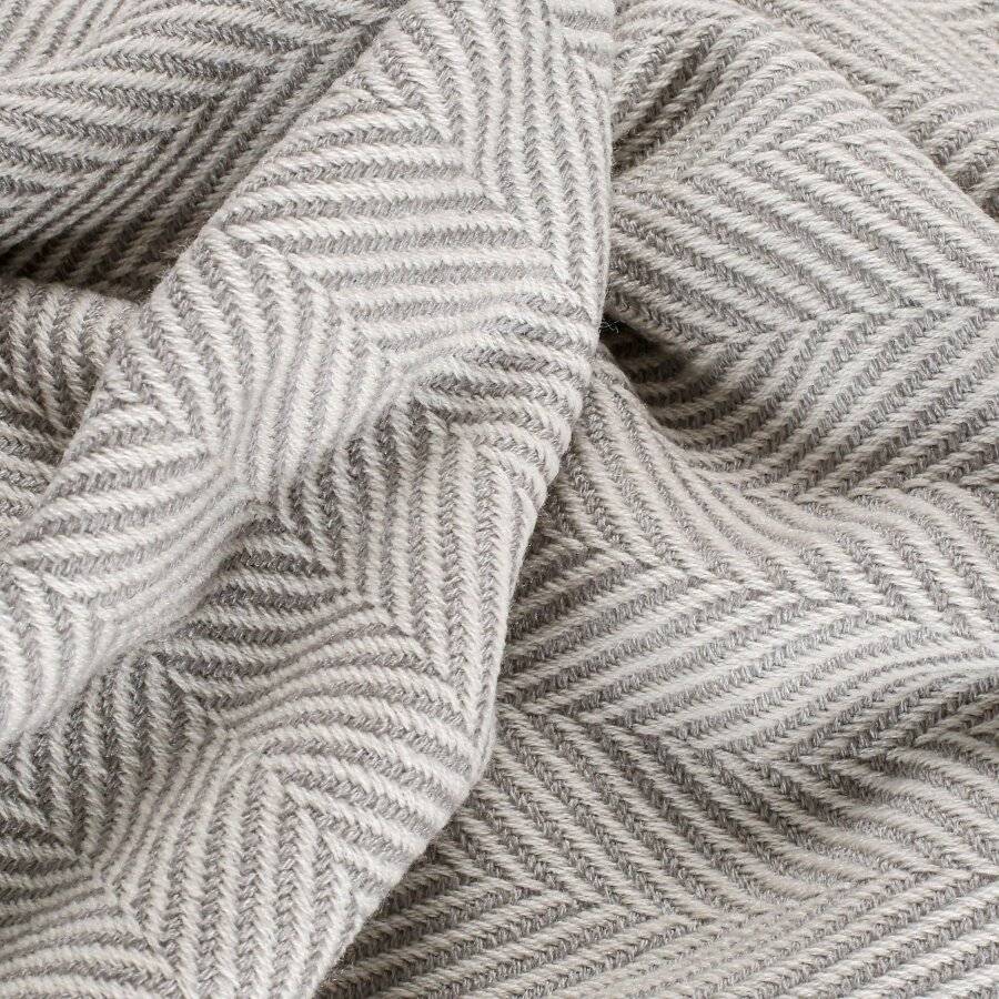 Herringbone Soft & Lightweight Wool Feel Acrylic Sofa Throw - Grey