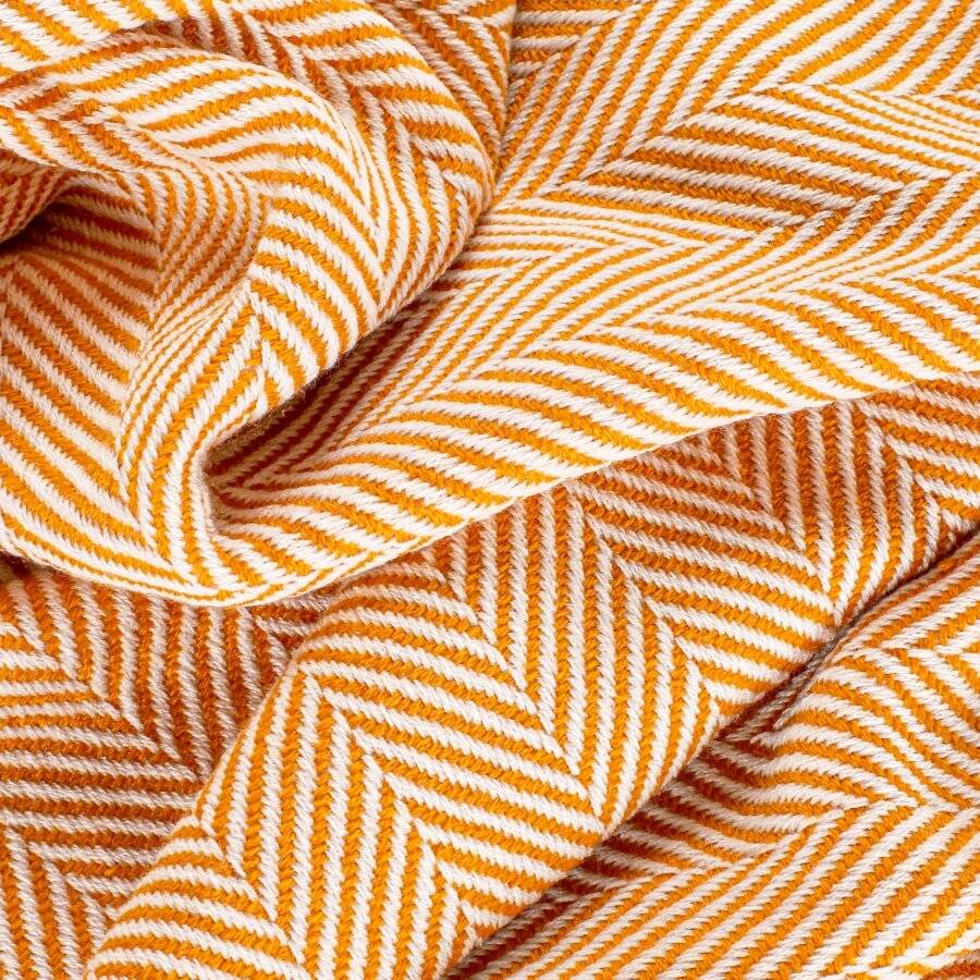 Herringbone Soft & Lightweight Wool Feel Acrylic Sofa Throw - Ochre