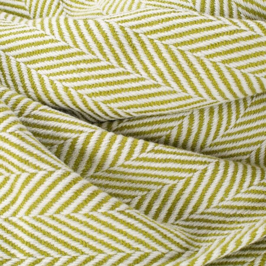 Herringbone Soft Warm Wool Feel Acrylic Throws For Sofa - Lime Green