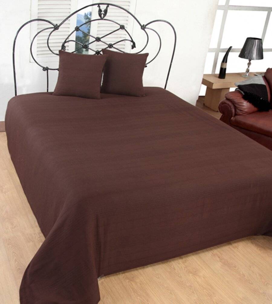 Indian Classic Rib Cotton Throw, For Sofa & King Size Bed - Chocolate