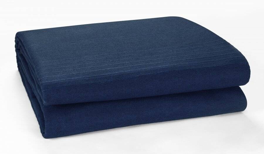 Indian Classic Rib Cotton Throw, For Sofa & King Size Bed - Navy Blue