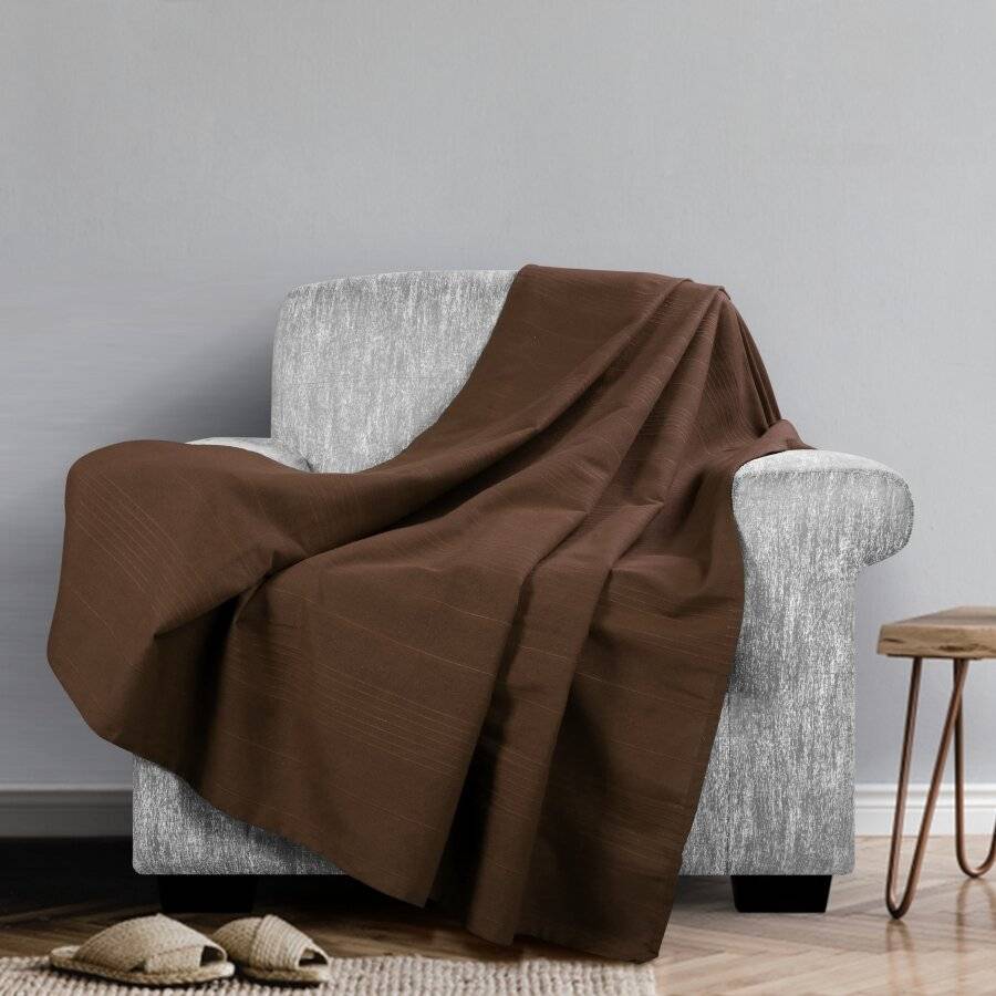 Indian Classic Rib Cotton Throw, For Armchair and Single-Chocolate