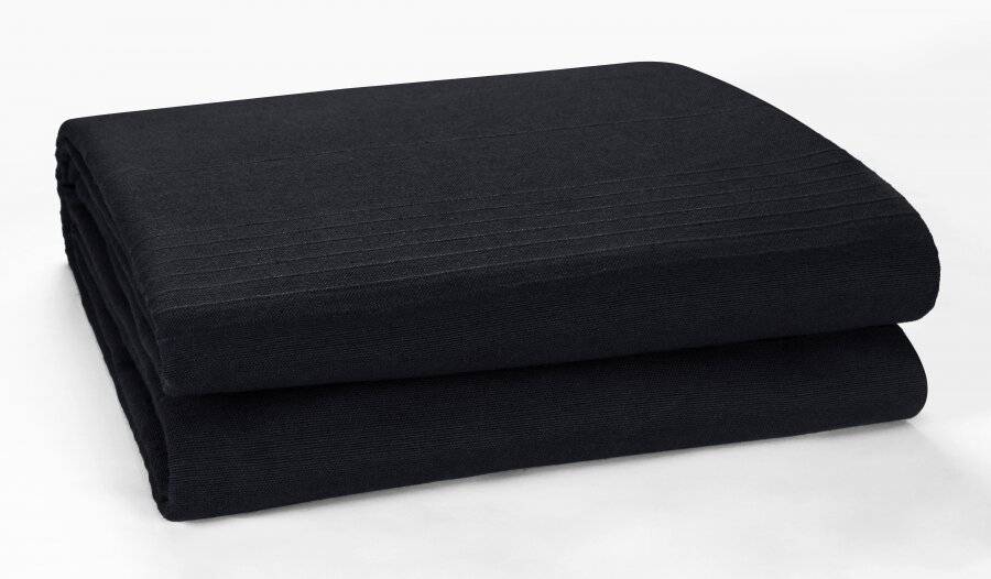 Indian Classic Rib Cotton Throw, For Super King Size Bed - Black