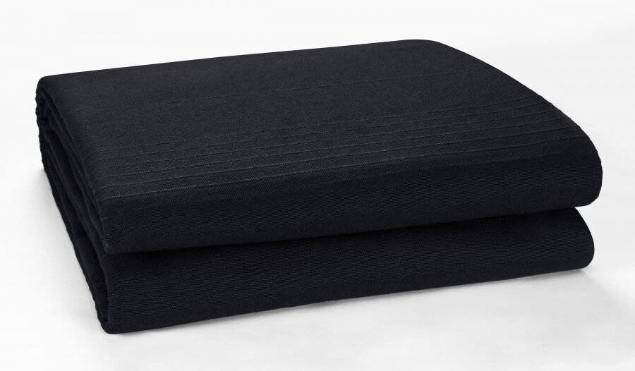Indian Classic Rib Cotton Bedspread, For Armchair & Single Bed - Black