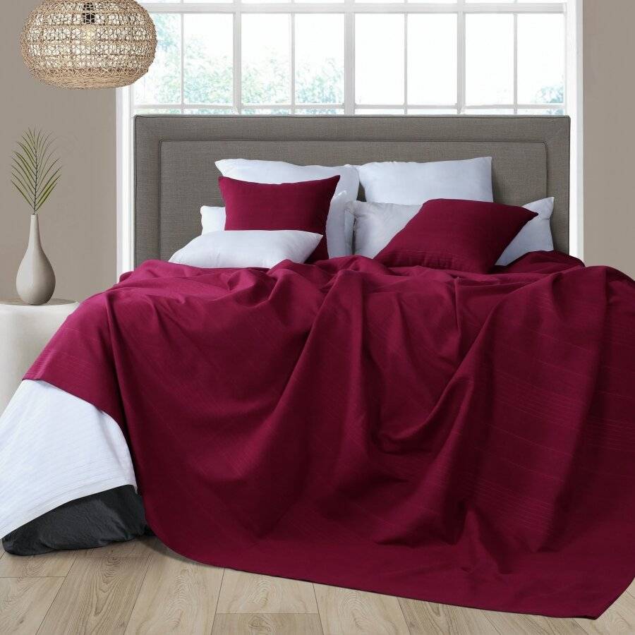 Indian Classic Rib Cotton Bedspread, For Armchair & Single Bed - Wine