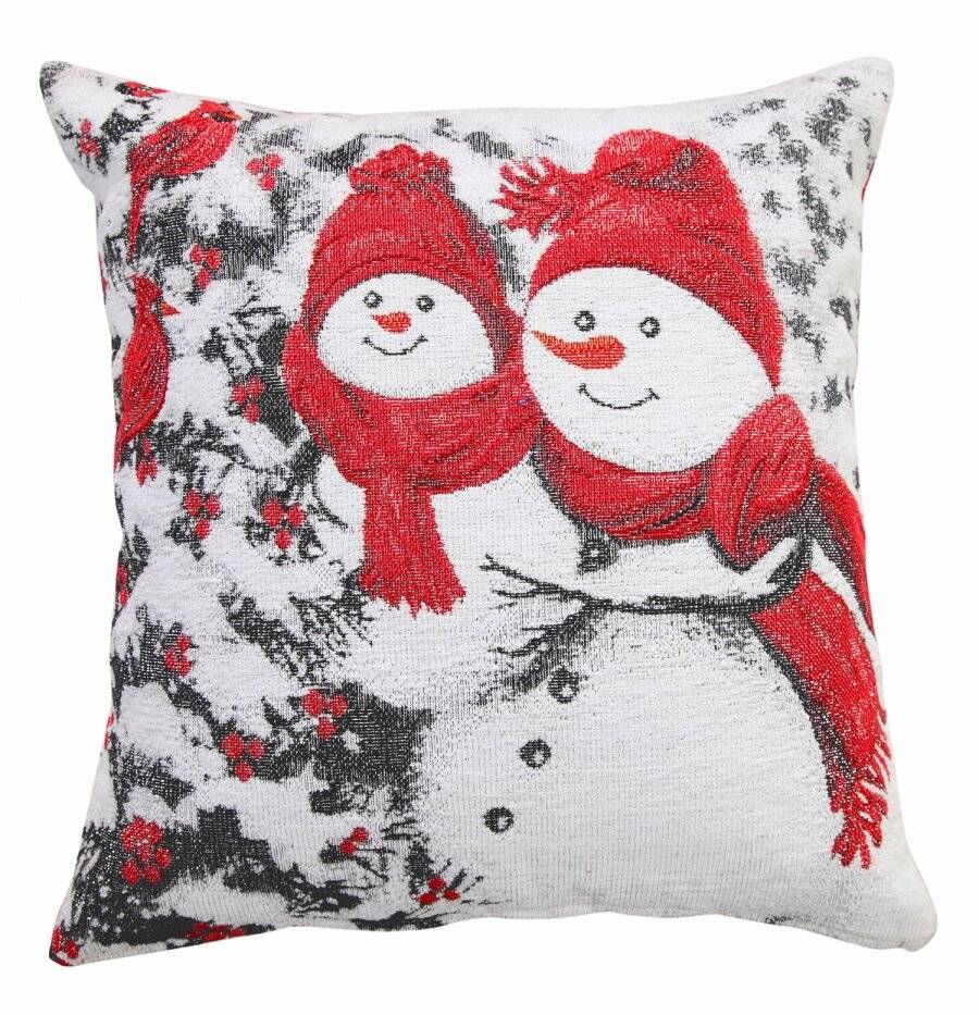 Jacquard Tapestry Chenille Glittered Xmas Snowman Cushion Cover