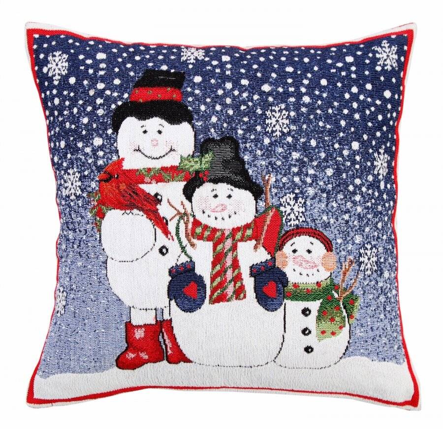 Jacquard Tapestry Chenille Xmas Snowman Sofa Cushion Cover, 45 x 45 cm