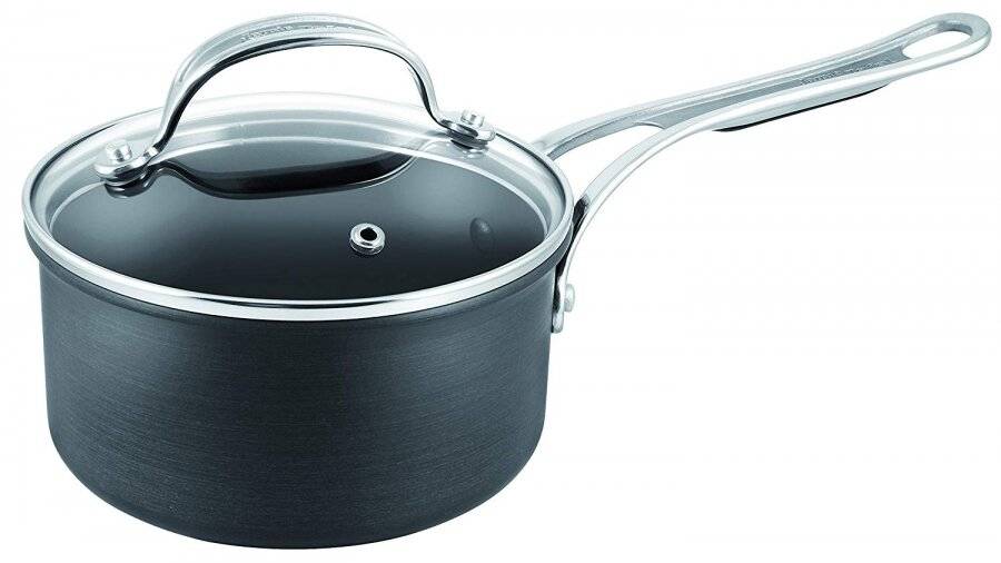 Jamie Oliver Hard Anodized Induction Saucepan With Lid, Black - 18cm