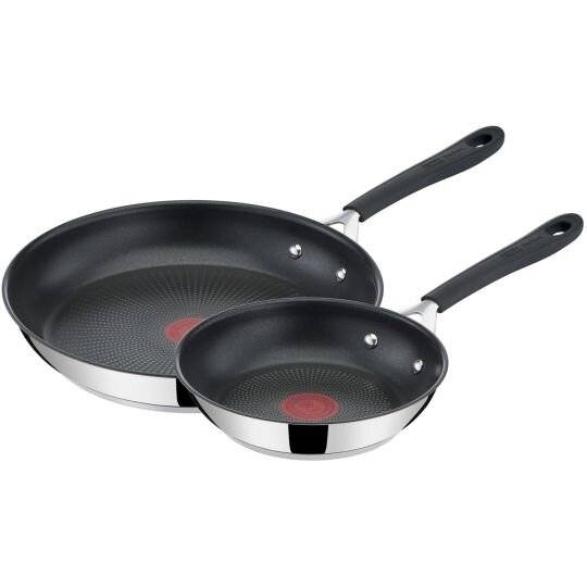 Jamie Oliver Stainless Steel 2-Piece Frying Pan Set, Silver, 20 & 28cm