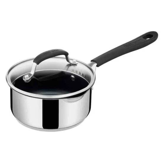 Jamie Oliver Stainless Steel Induction Saute Pan With Glass Lid, 20 cm