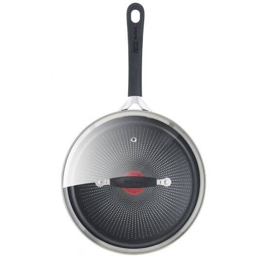 Jamie Oliver Stainless Steel Induction Saute Pan With Glass Lid, 25 cm