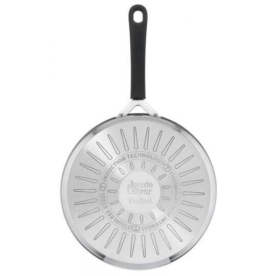 Jamie Oliver Stainless Steel Induction Saute Pan With Glass Lid, 25 cm