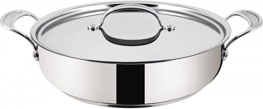Jamie Oliver Stainless Steel Shallow Induction Pan With Lid - 30 cm