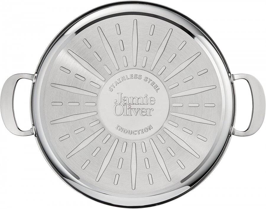Jamie Oliver Stainless Steel Shallow Induction Pan With Lid - 30 cm