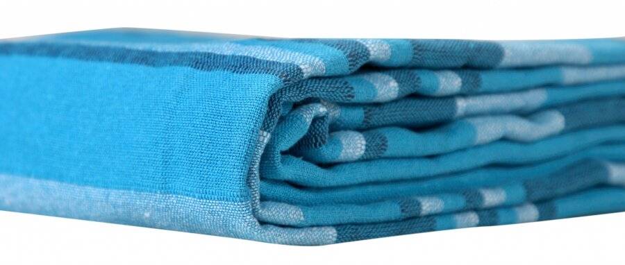 Kerala Pattern Stripe Cotton King Size Throw, Teal - 220 x 250 cm