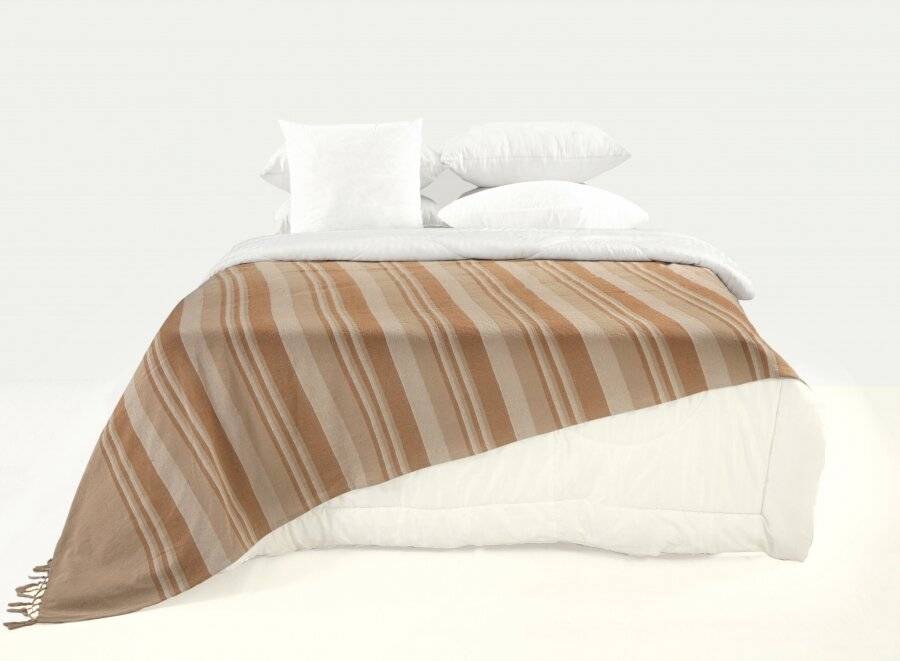 Kerala Pattern Stripe Cotton Single Size Throw, Beige - 150 x 200 cm