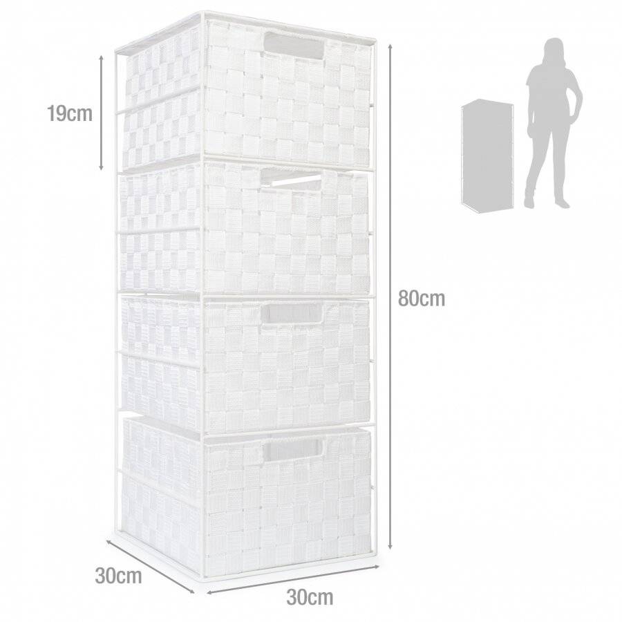 EHC Large 4 Drawer Storage Cabinet For Bedroom, Bathroom - White