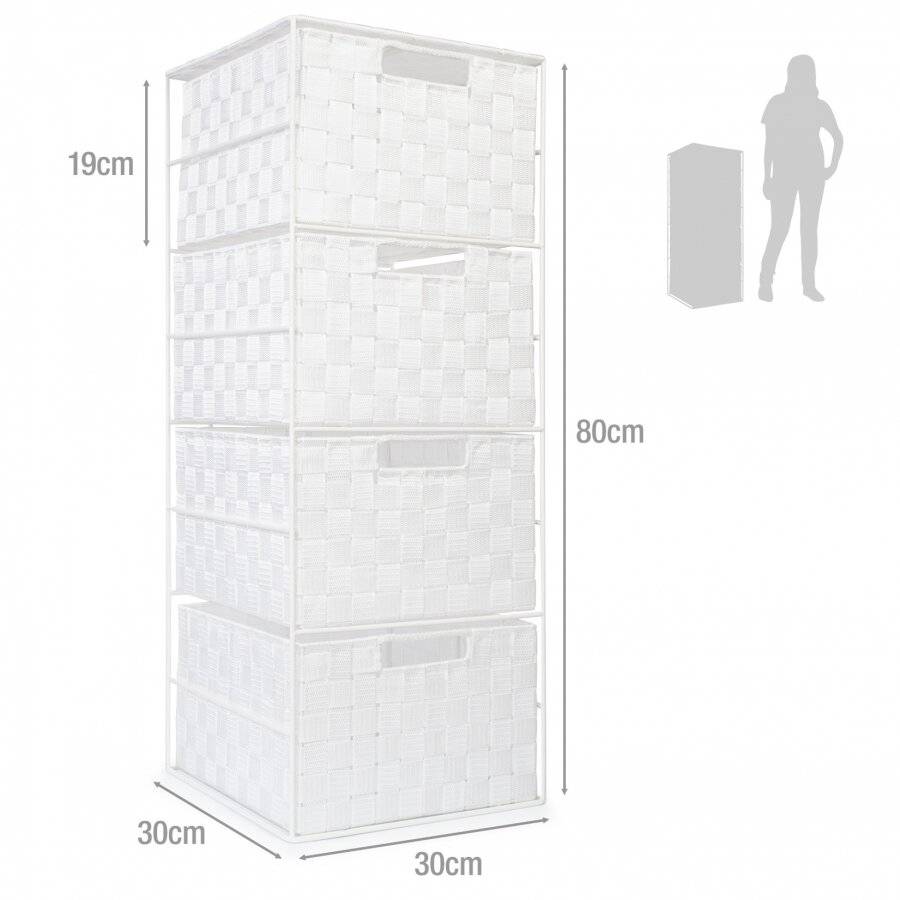 EHC Large 4 Drawer Storage Cabinet For Bedroom, Bathroom - White