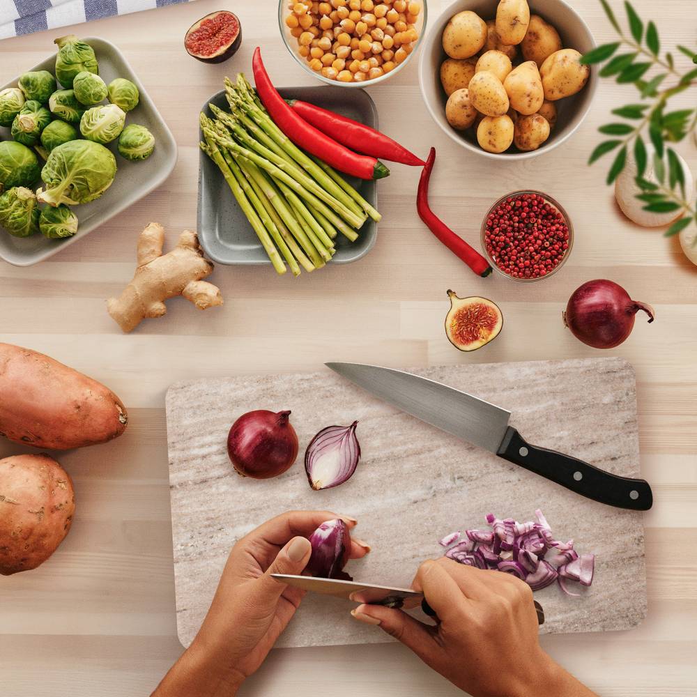Large Marble Kitchen Cutting Chopping Board with Anti-Slip Pads, Brown