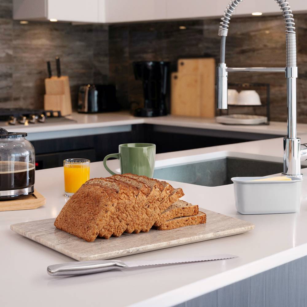 Large Marble Kitchen Cutting Chopping Board with Anti-Slip Pads, Brown