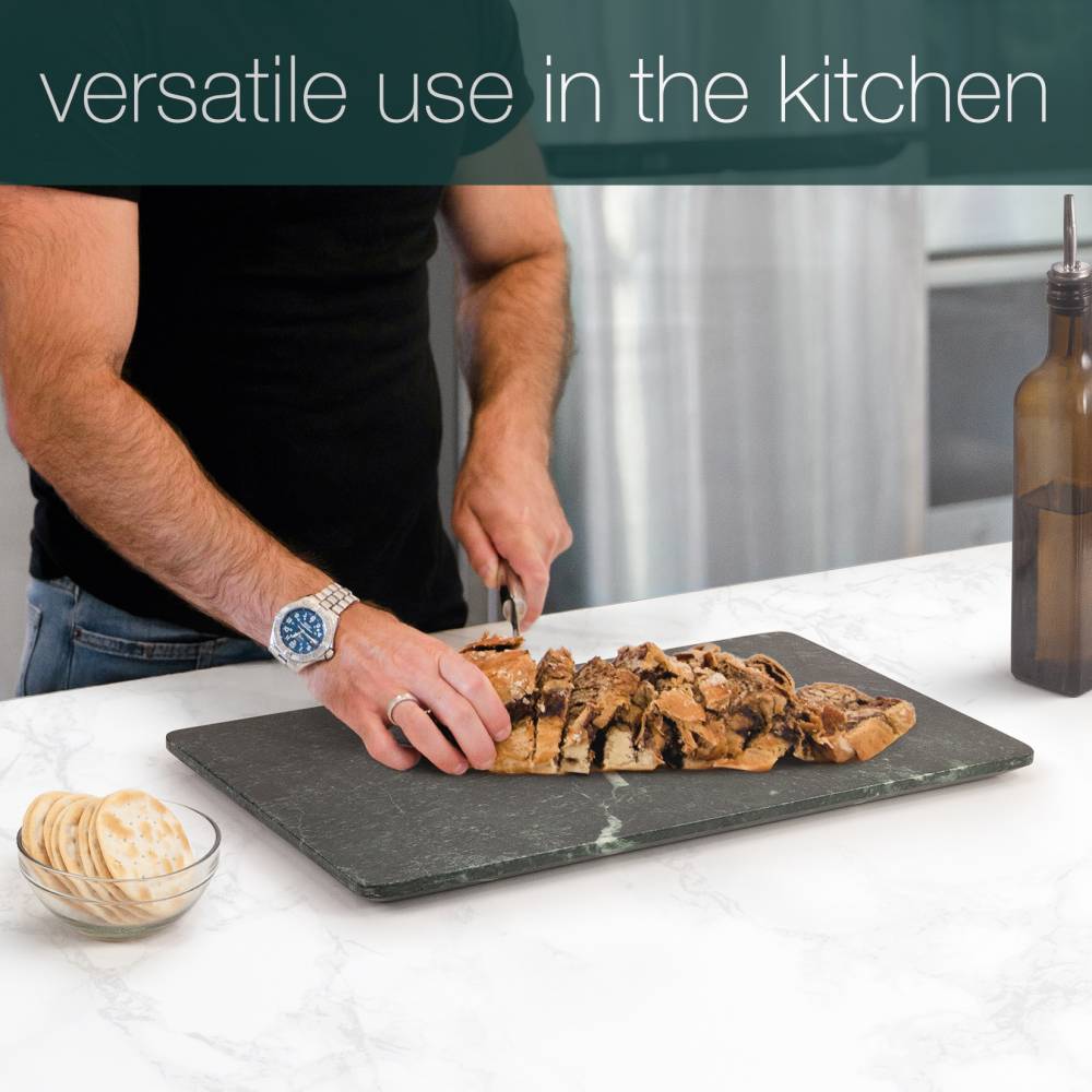 Large Marble Kitchen Cutting Chopping Board with Anti-Slip Pads, Green