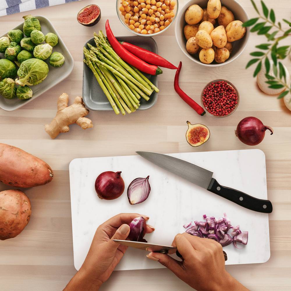 Large Marble Kitchen Cutting Chopping Board with Anti-Slip Pads, White