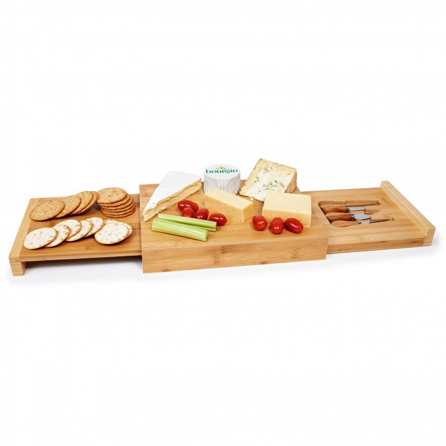 Large Rectangular Wooden Expandable Cheese Board With  Drawer