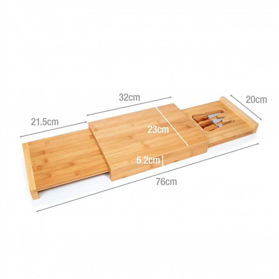 Large Rectangular Wooden Expandable Cheese Board With  Drawer