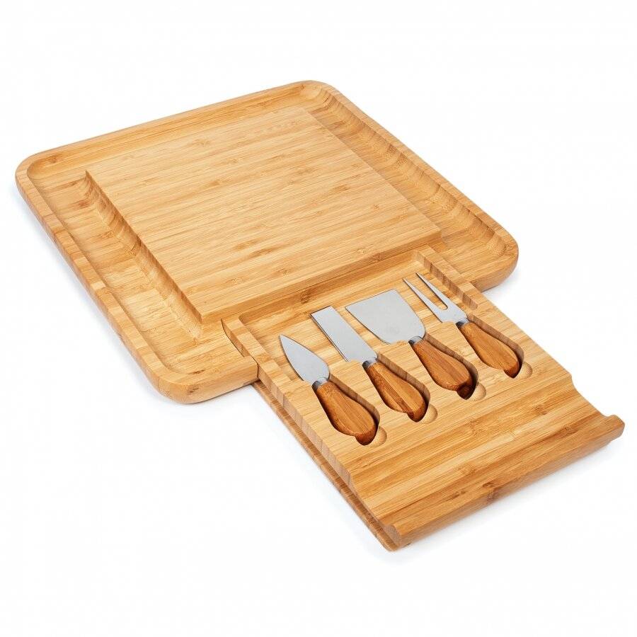 Large Square Wooden Expandable Cheese Board With Drawer