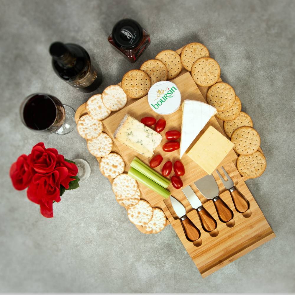 Large Square Wooden Expandable Cheese Board With Drawer