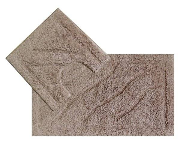 Luxurious 2 Piece Cotton Bath Mat and Pedestal Set - Mocha