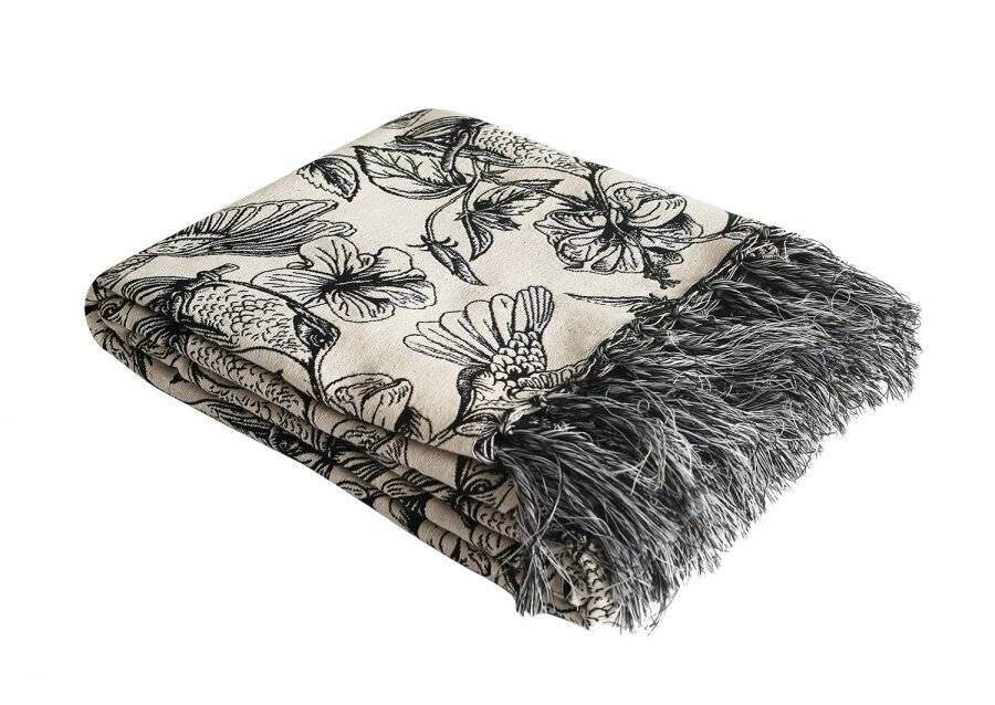 EHC Hummingbird Throw For Armchair and Single Bed, Black/Natural