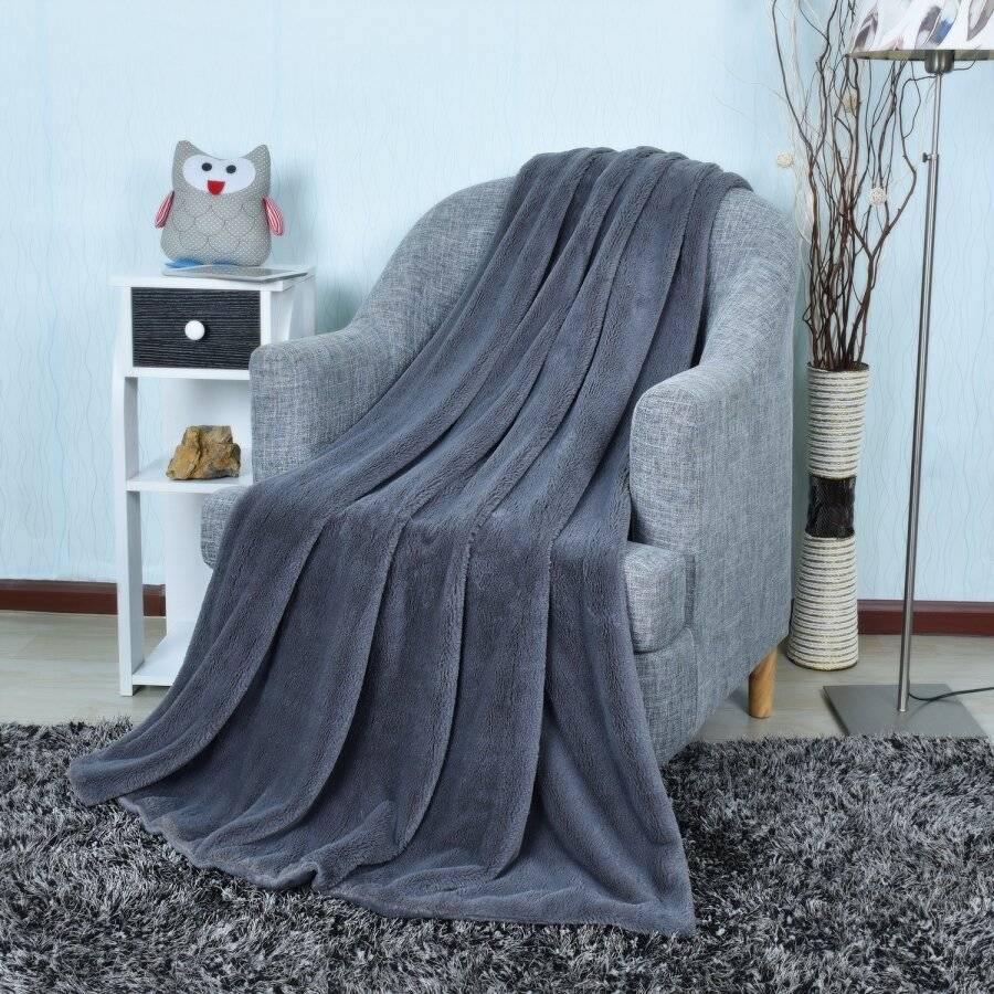 Luxurious Super Soft Snuggle Throw For Sofa, 127 x 152 cm - Grey