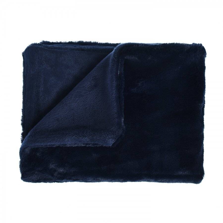 Luxurious Super Soft Snuggle Throw For Sofa, 127 x 152 cm - Navy Blue