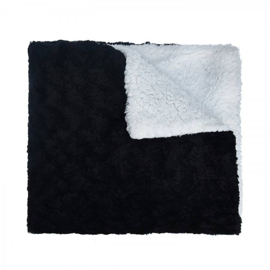 EHC Super Soft & Warm Sherpa Throw For Armchair or Single Bed - Black