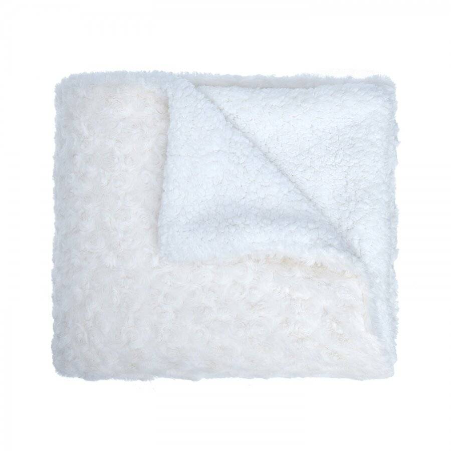 EHC Super Soft & Warm Sherpa Throw For Armchair or Single Bed - Cream