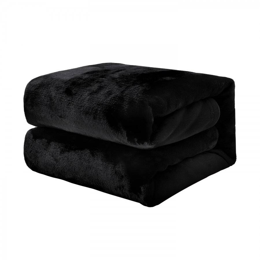 EHC Super Soft Flannel Fleece Throws for Sofa Bed Blankets, Black